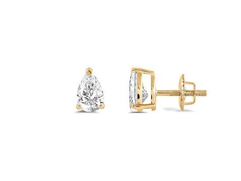 White Cubic Zirconia K Yellow Gold Studs With Velvet Gift Box Ctw