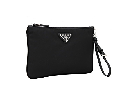 Prada Black Tessuto Nylon Pouch Prada Logo Wristlet Clutch Bag 175F2A