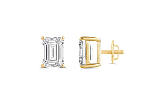 White Cubic Zirconia K Yellow Gold Studs With Velvet Gift Box Ctw