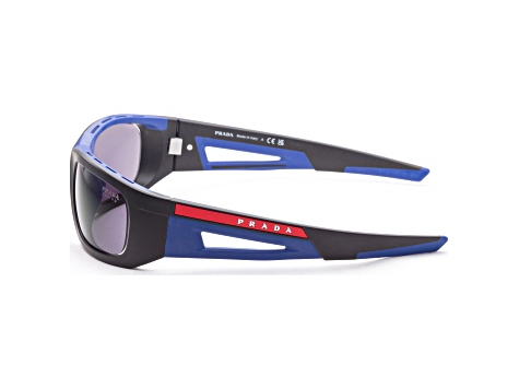 Prada Men S Linea Rossa Mm Matte Black Blue Sunglasses Ps Ys G U