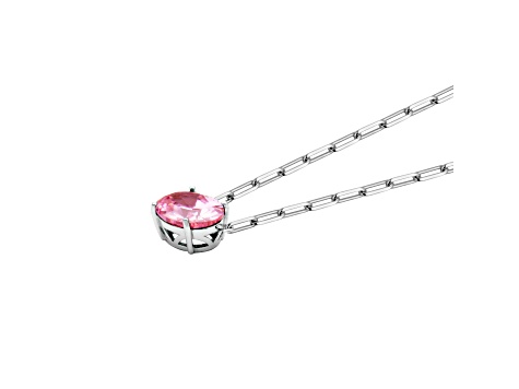 Pink Cubic Zirconia Rhodium Over Sterling Silver Paperclip Necklace