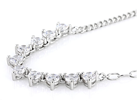 White Cubic Zirconia Platinum Over Sterling Silver Necklace Ctw