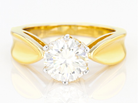 Pre Owned Moissanite K Yellow Gold Over Sterling Silver Ring Ct