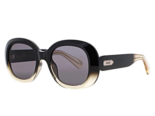 QUAY Improptu Black Yellow Oval Frame / Smoke Lenses Sunglasses