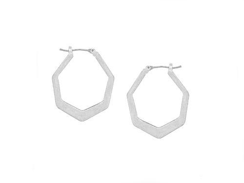 the sak Silver Tone Hexagon Hoop Earrings