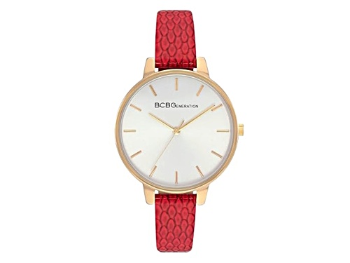 Women's BCBGeneration Gold Tone Red Leather Band Watch