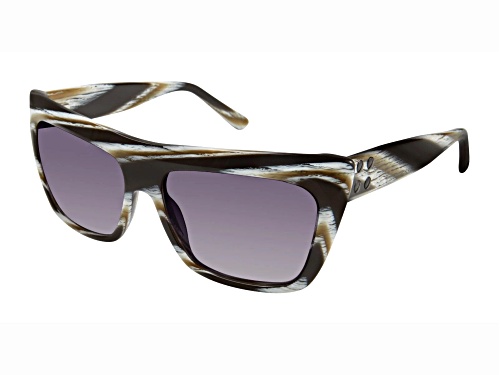 L.A.M.B. by Gwen Stefani Rectangle Black Frame / Blue Lenses Sunglasses