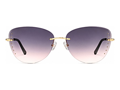 BEBE Shiny Gold Cat Eye Frame / Gray Gradient Lenses Sunglasses