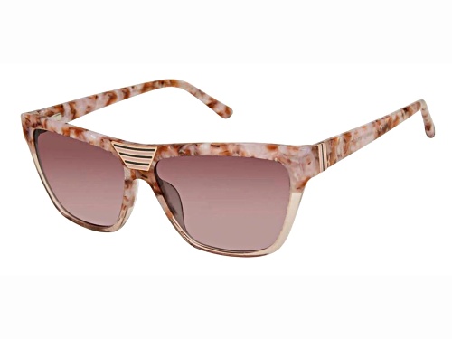 L.A.M.B. by Gwen Stefani Rectangle Blush Marble Frame / Pink Lenses Sunglasses