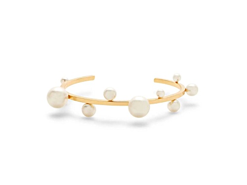Rebecca Minkoff Gold Tone and Faux Pearl Cuff Bracelet - Size 7