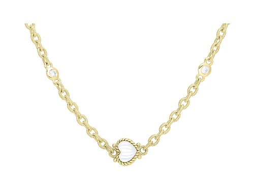 Judith Ripka Heart Mother-Of-Pearl and Bella Luce® 14K Gold Clad Station Necklace - Size 18