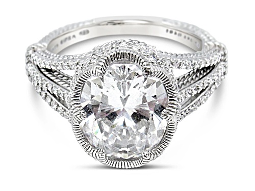 Judith Ripka 9.13ctw Oval and Round Bella Luce Diamond Simulant Rhodium Over Sterling Silver Ring - Size 5