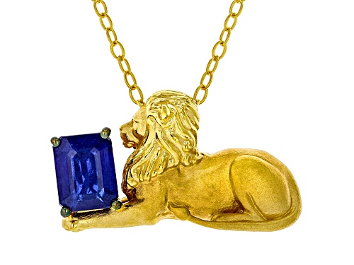 1.75ct Cobalt Blue Spinel 24k Yellow Gold Over Palladium Silver Pendant With Chain