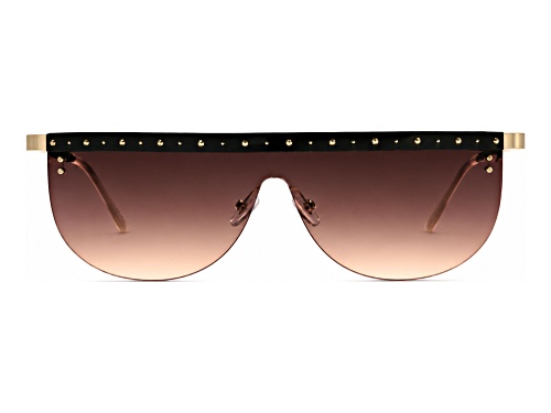 BEBE Shiny Light Gold Shield Frame / Brown Gradient Lenses Sunglasses