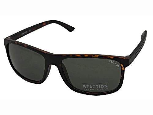 Kenneth Cole Reaction Men's Rectangle Matte Tortoise Frame/Green Lenses Sunglasses