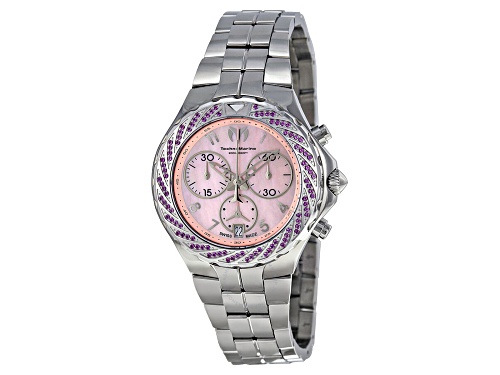 TechnoMarine Sea Pearl Chronograph Pink Dial Stainless Steel Ladies Watch