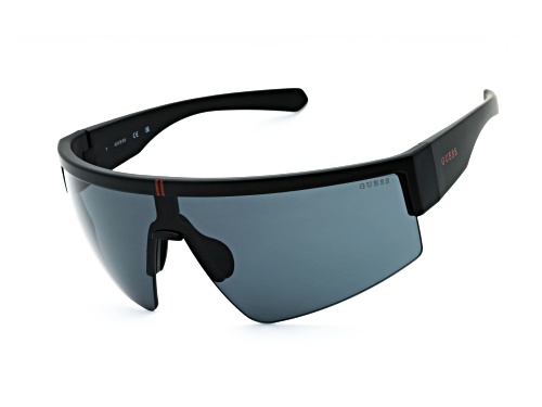 Guess Men's Matte Black Shield Frame / Smoke Lenses Sunglasses