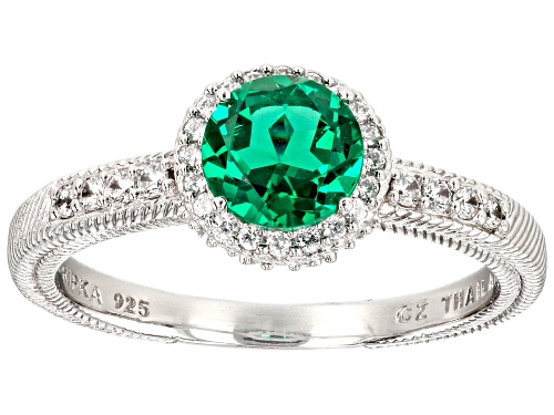 Judith Ripka 1.30ct Emerald Simulant & 1.65ctw Bella Luce® Rhodium Over Sterling Silver Halo Ring - Size 11