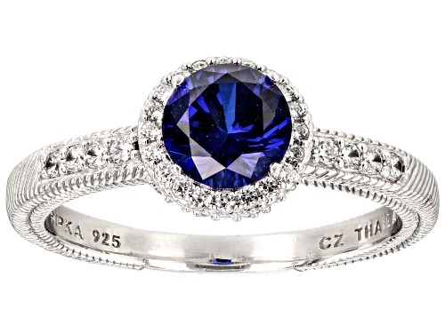 Judith Ripka 1.70ct Lab Sapphire & 1.65ctw Bella Luce® Rhodium Over Sterling Silver Halo Ring - Size 11