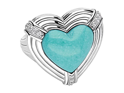 Judith Ripka 15x13mm Heart Turquoise and Bella Luce Rhodium Over Sterling Silver Ring - Size 10