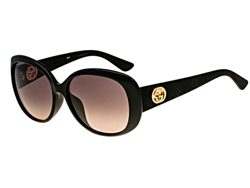 Gucci Black with Gold Logo / Gray Sunglasses