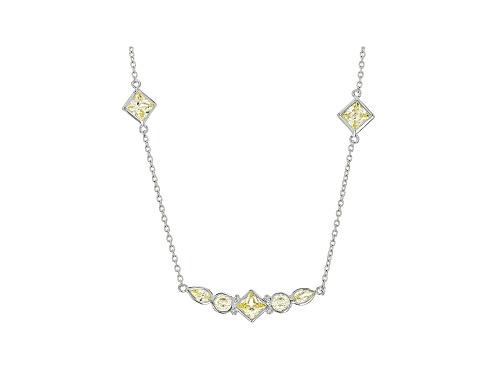 Judith Ripka 5ctw Canary Yellow Bella Luce Rhodium over Sterling Silver Station Necklace - Size 18