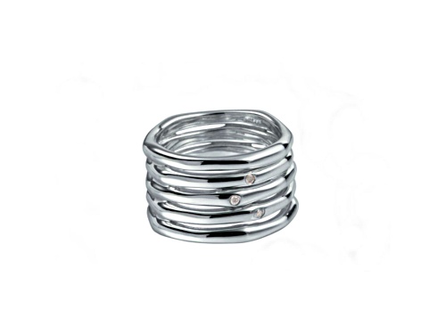 Hot Diamonds Driftwood Sterling Silver Wide Band Ring - Size 5
