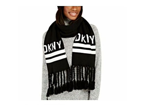 Photo of DKNY White Black Logo Scarf