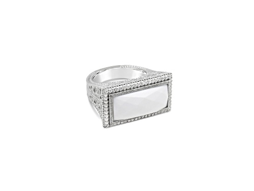 Judith Ripka 5ct White Agate And 0.45ctw Bella Luce Rhodium Over Sterling Silver Ring - Size 6