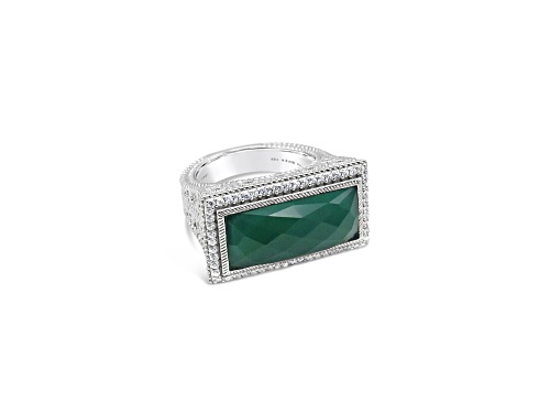 Judith Ripka 5ct Green Chalcedony And 0.45ctw Bella Luce Rhodium Over Sterling Silver Ring - Size 6