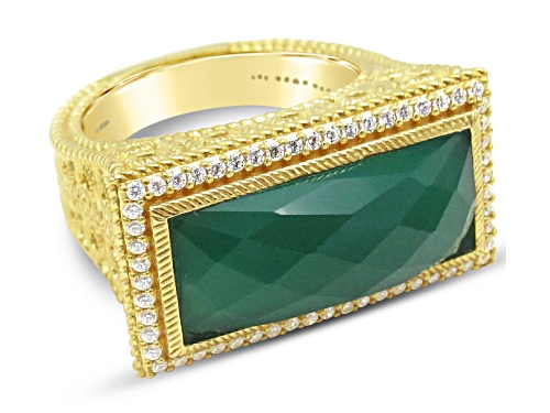 Judith Ripka 5ct Green Onyx And 0.45ctw Bella Luce Rhodium Over Sterling Silver Ring - Size 6