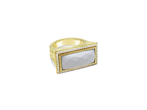 Judith Ripka 5ct White Agate And 0.45ctw Bella Luce Rhodium Over Sterling Silver Ring - Size 5