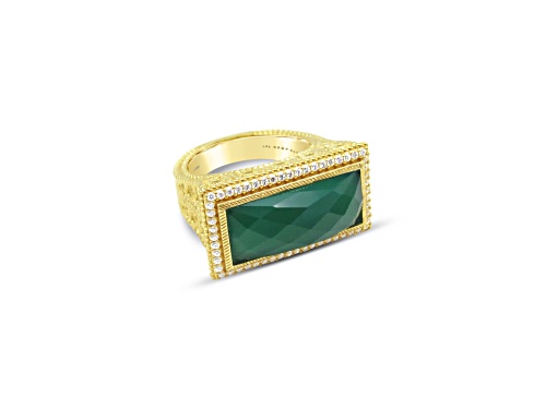 Judith Ripka 5ct Green Chalcedony And 0.45ctw Bella Luce Rhodium Over Sterling Silver Ring - Size 5