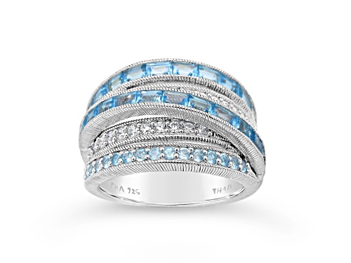 Judith Ripka 2.08ctw Swiss Blue Topaz And 0.64ctw Bella Luce Rhodium Over Sterling Silver Ring - Size 5