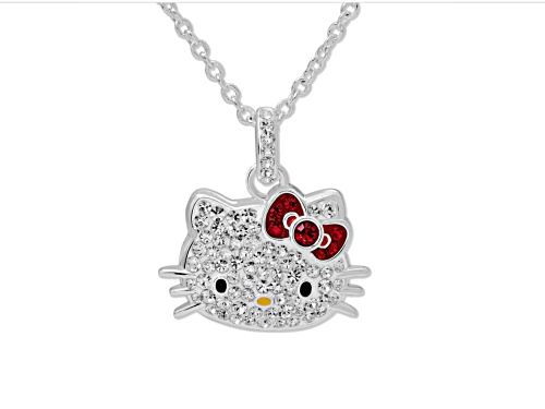 Hello Kitty Pave Crystal Stainless Steel Silver Tone Necklace - Size 18