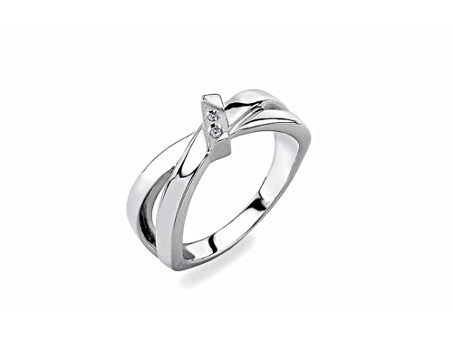 Hot Diamonds Criss Cross Sterling Silver Diamond Ring - Size 8