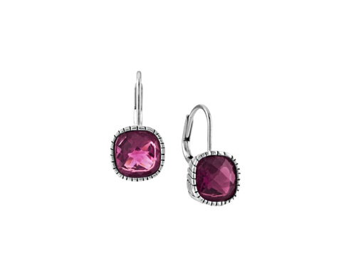 the sak Cushion Cut Fuchsia Crystal Earrings