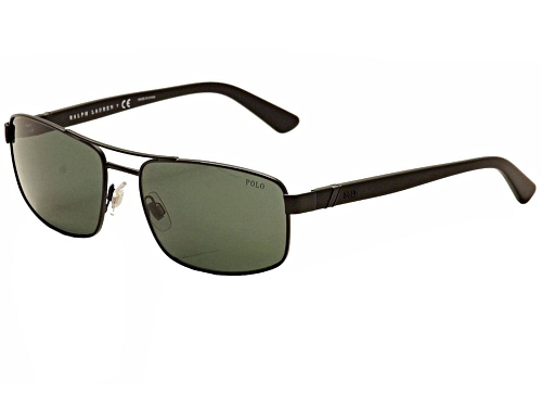Ralph Lauren Men's Matte Black/Green Metal Sunglasses