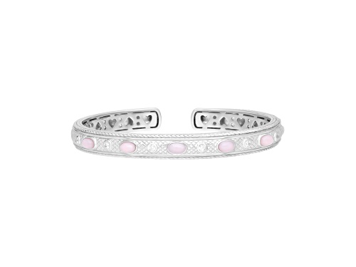 Judith Ripka "Penelope" Pink Opal & 0.35ctw Bella Luce® Rhodium Over Sterling Silver Cuff Bracelet - Size 7
