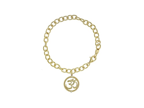 Judith Ripka 14K Gold Clad Cable Chain Bracelet with Drop Charm - Size 7.5