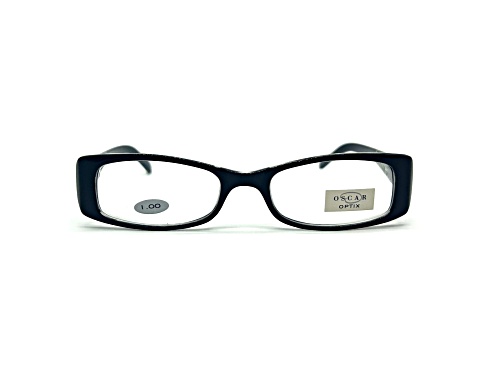 OSCAR Optix by OSCAR de la Renta Black with Filagree Detail on Arms Eyeglasses Readers +1.00
