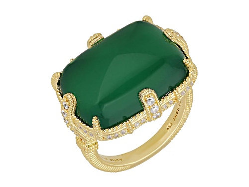 Judith Ripka 20x15mm Rectangular Cushion Chalcedony And 0.68ctw Bella Luce 14K Gold Clad Ring - Size 5
