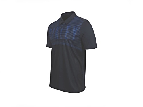 Oakley Men's Blue Striped Short Sleeve Polo Shirt in Size Extra Large