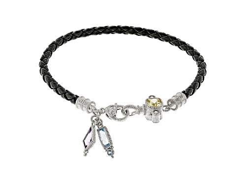 Judith Ripka 3.68ctw Yellow Bella Luce Diamond Simulant Rhodium Over Silver Braided Bracelet - Size 7.5