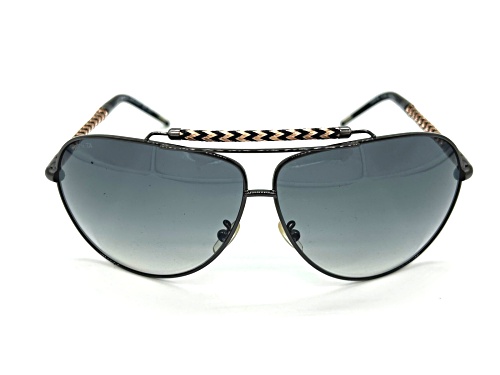 INVICTA Black and Brown Braided Frame/Gray Aviator Sunglasses