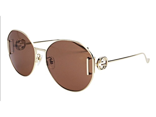 Gucci Gold/Brown  Round Sunglasses