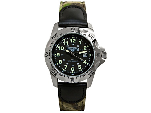 Field and Stream Men's Camo and Leather Watch