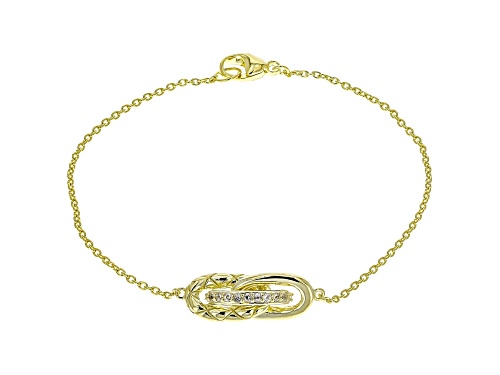 Judith Ripka White Topaz Accented 14k Gold Clad Station Bracelet - Size 7.25