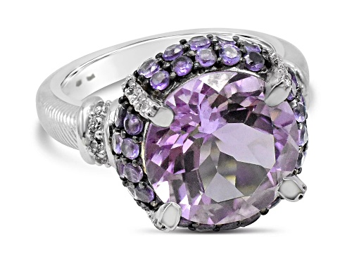 Judith Ripka 5.44ctw Amethyst And 0.38ctw Bella Luce Rhodium Over Sterling Silver Ring - Size 10
