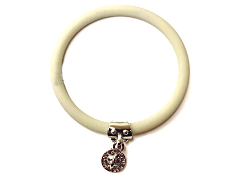 Marc Jacobs Oyster Gray Silicone Bracelet with Turnlock Charm - Size 7